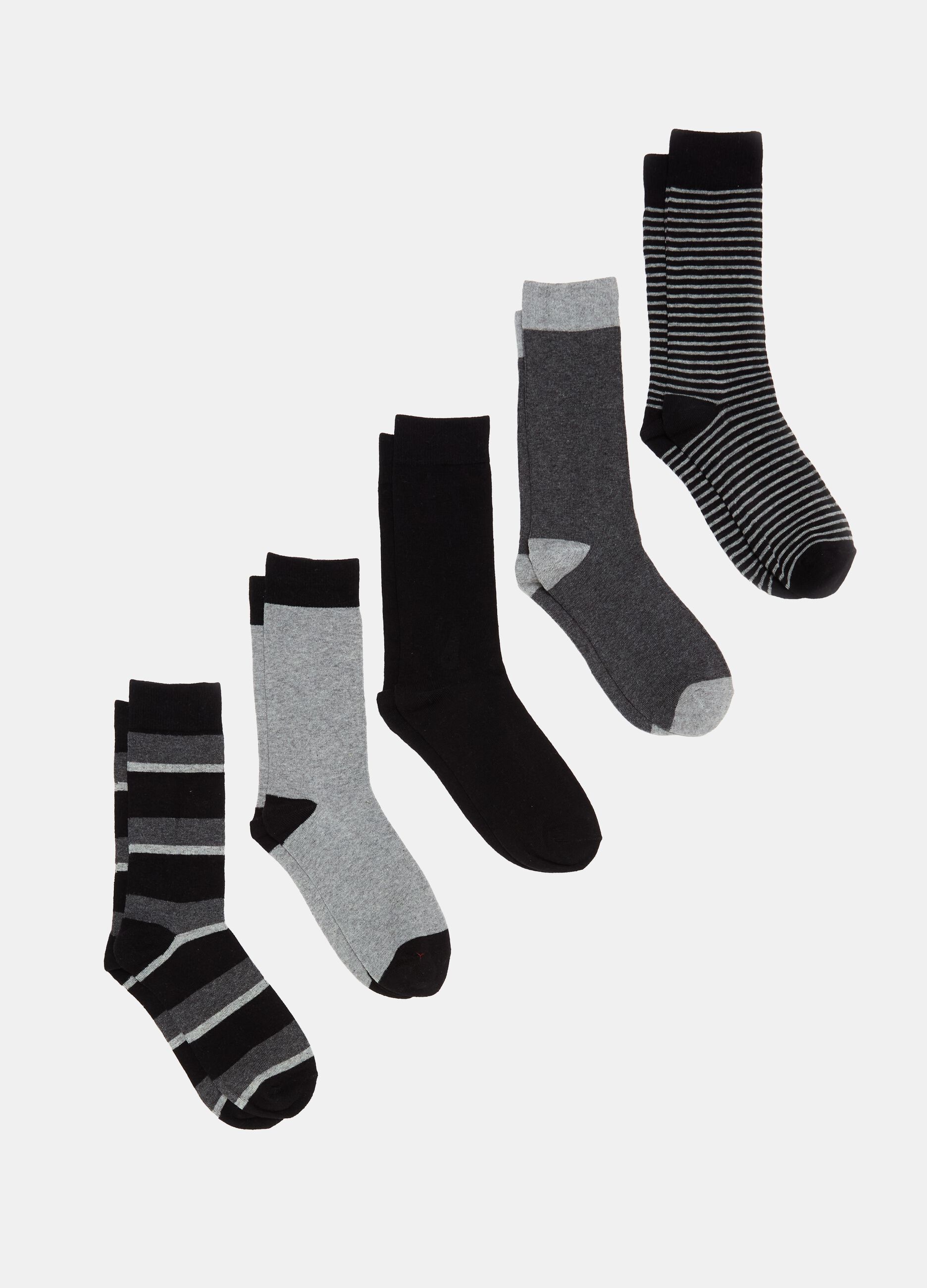 Five-pack striped stretch socks