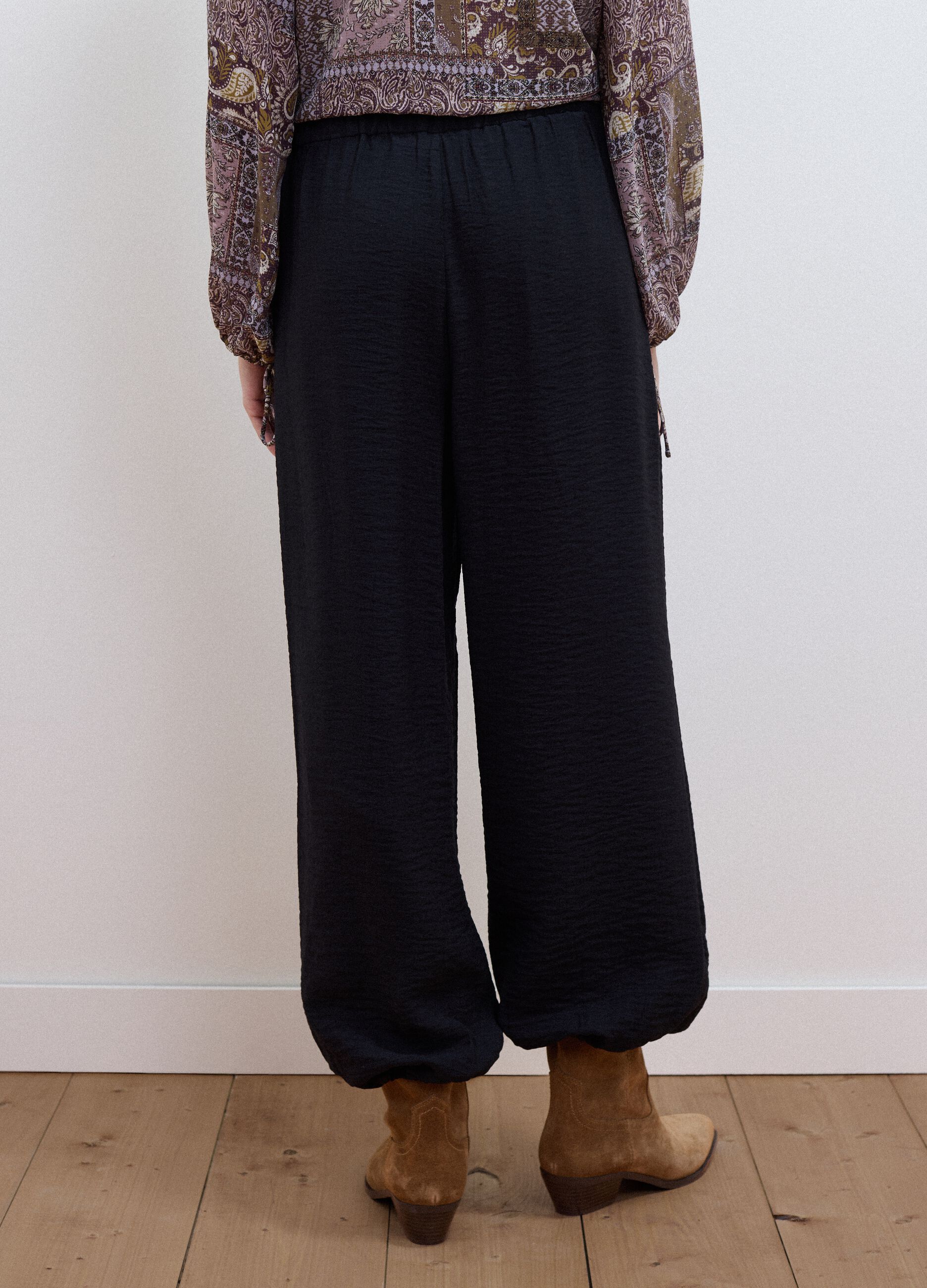 Black relaxed-fit viscose-blend trousers