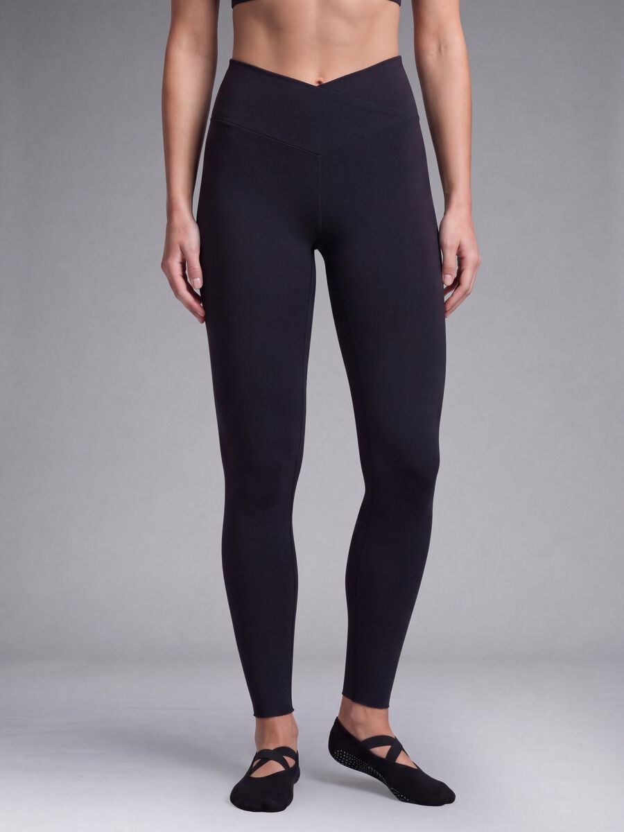 Schwarze Slim-Fit-Leggings aus Stretchmaterial mit regul&auml;rer Taille ALTAVIA STUDIO_3