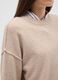 Beige stretch fabric oversized fit pullover with crew neck_3