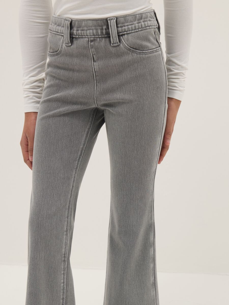 Grey denim flare jeans for girls_2