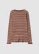 Brown striped pure cotton ribbed regular-fit T-shirt_2