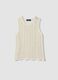 White cotton blend tank top regular fit with mesh texture_4