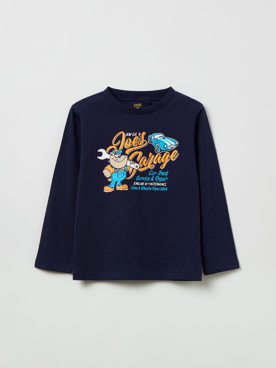 T-shirt with long sleeves and car print_0