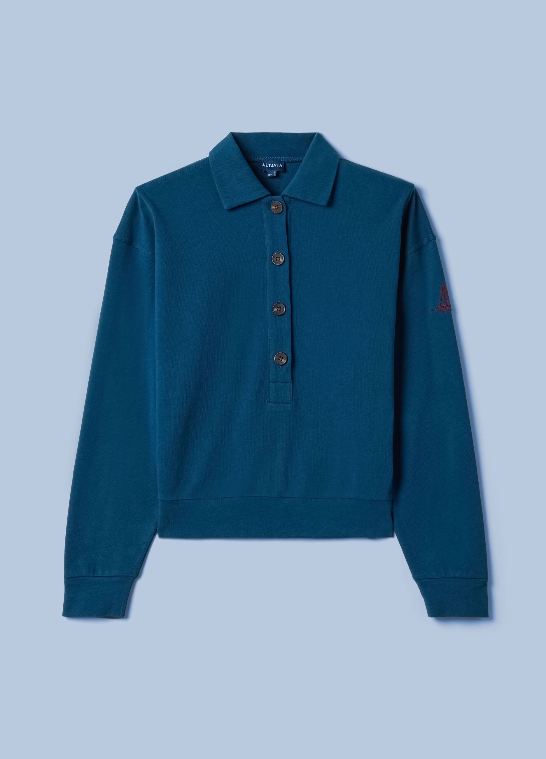 ALTAVIA SAILING Langarm-Poloshirt in Blau aus reiner Baumwolle
