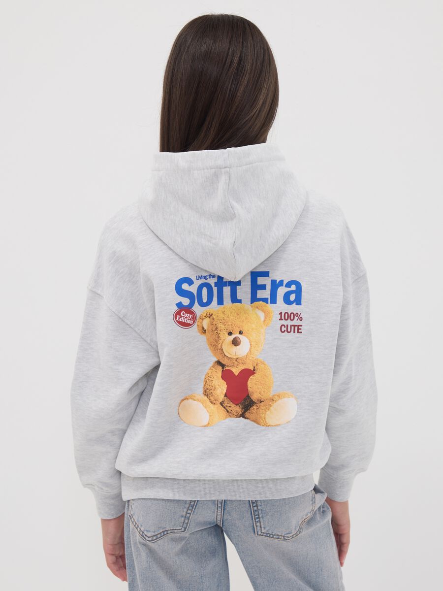 Grey oversized hoodie with teddy bear print in a cotton and viscose blend_2