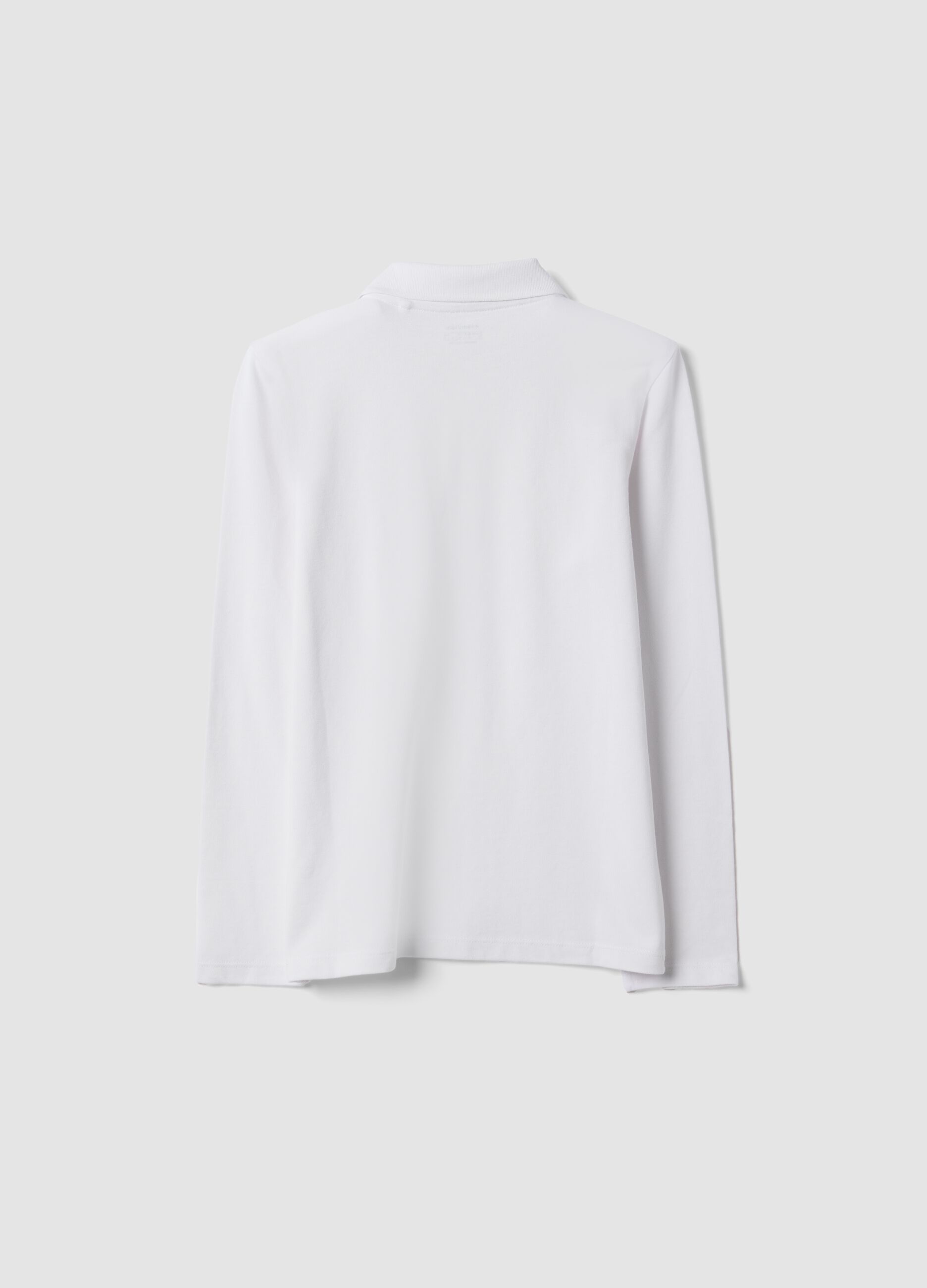 Boys&rsquo; white organic cotton piqu&eacute; polo shirt, regular fit