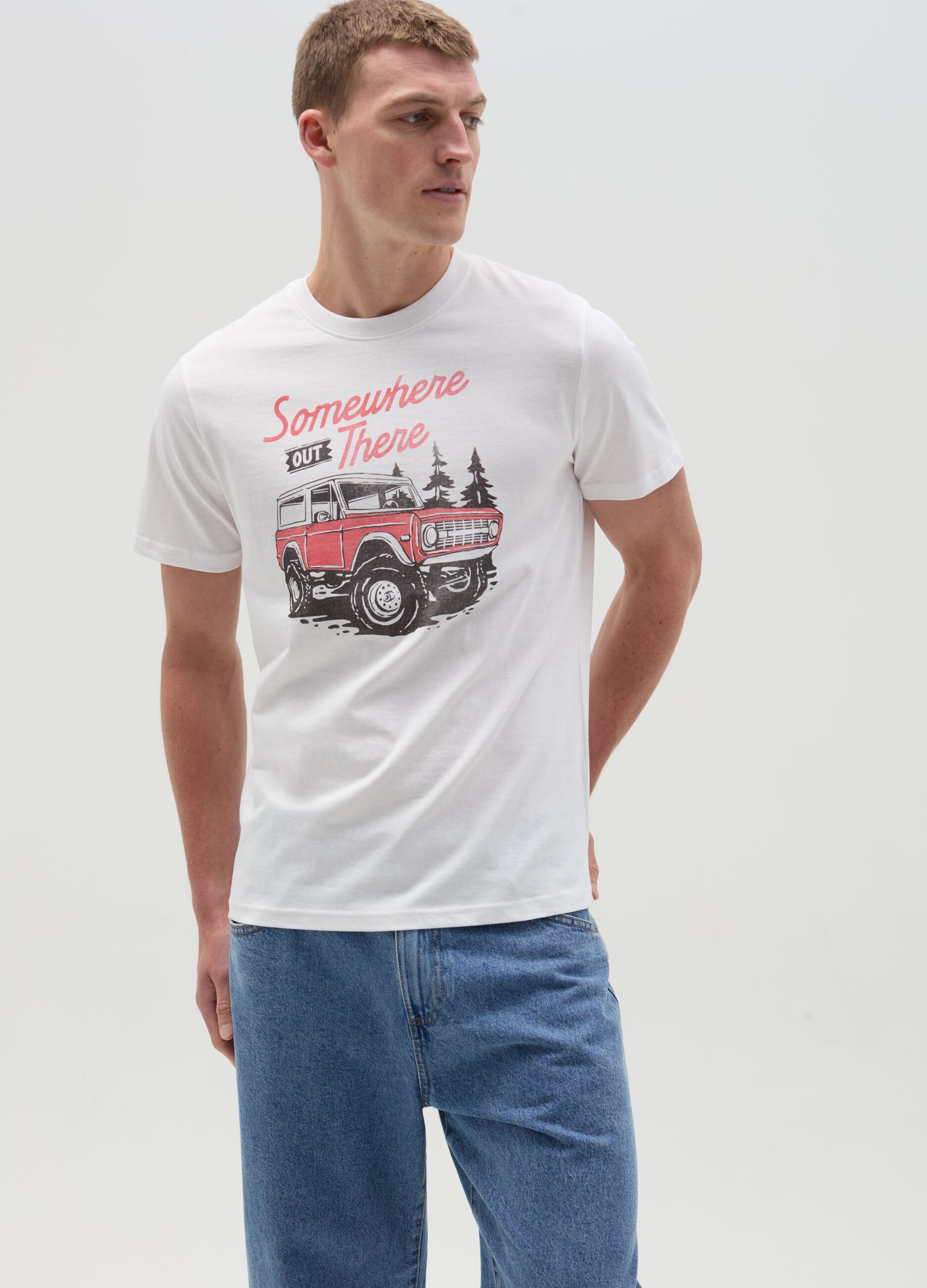 T-shirt with off-road vehicle print