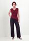 Red stretch viscose T-shirt with draped neckline_2
