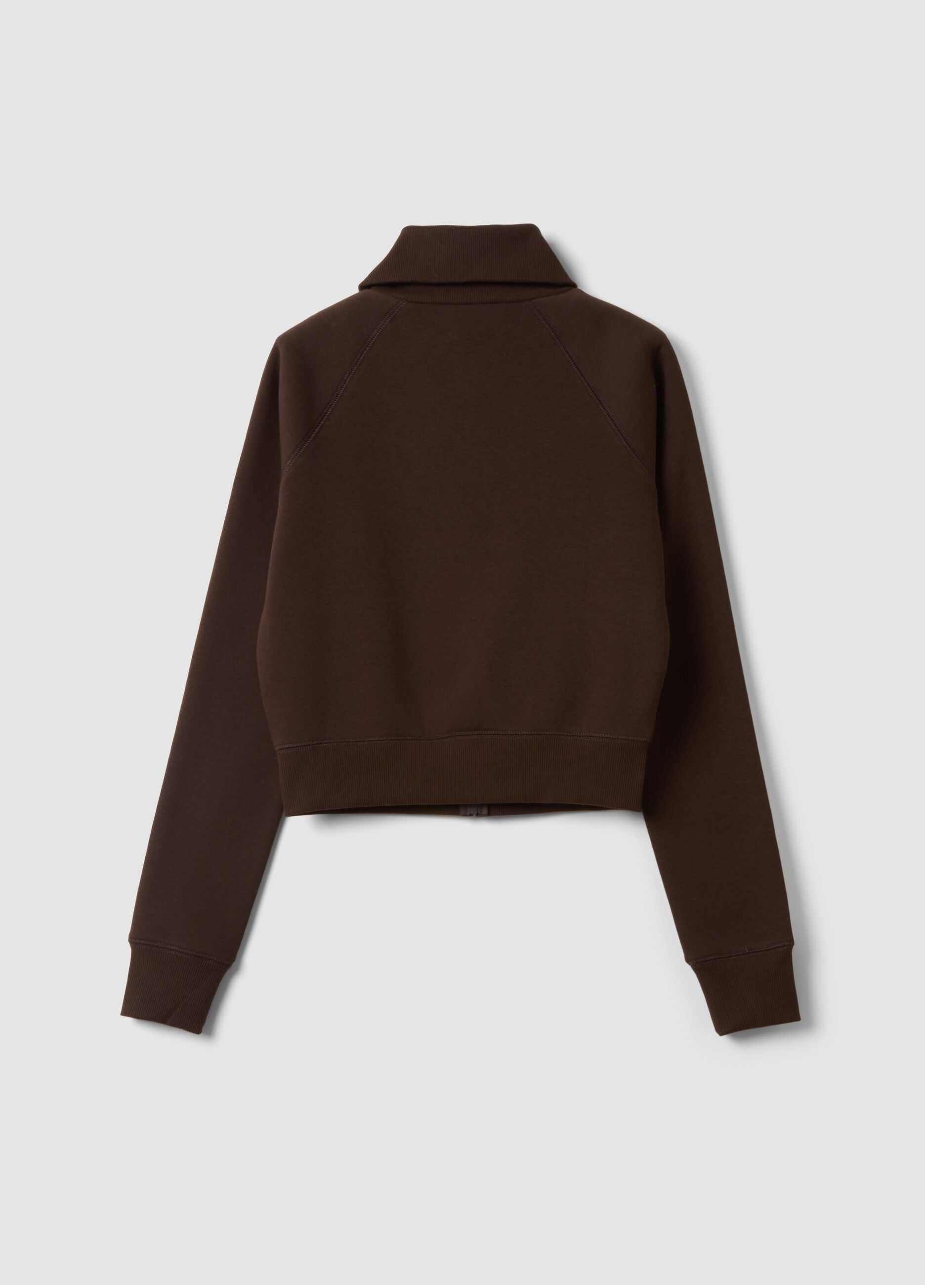 Brown cotton-blend sweatshirt with collar
