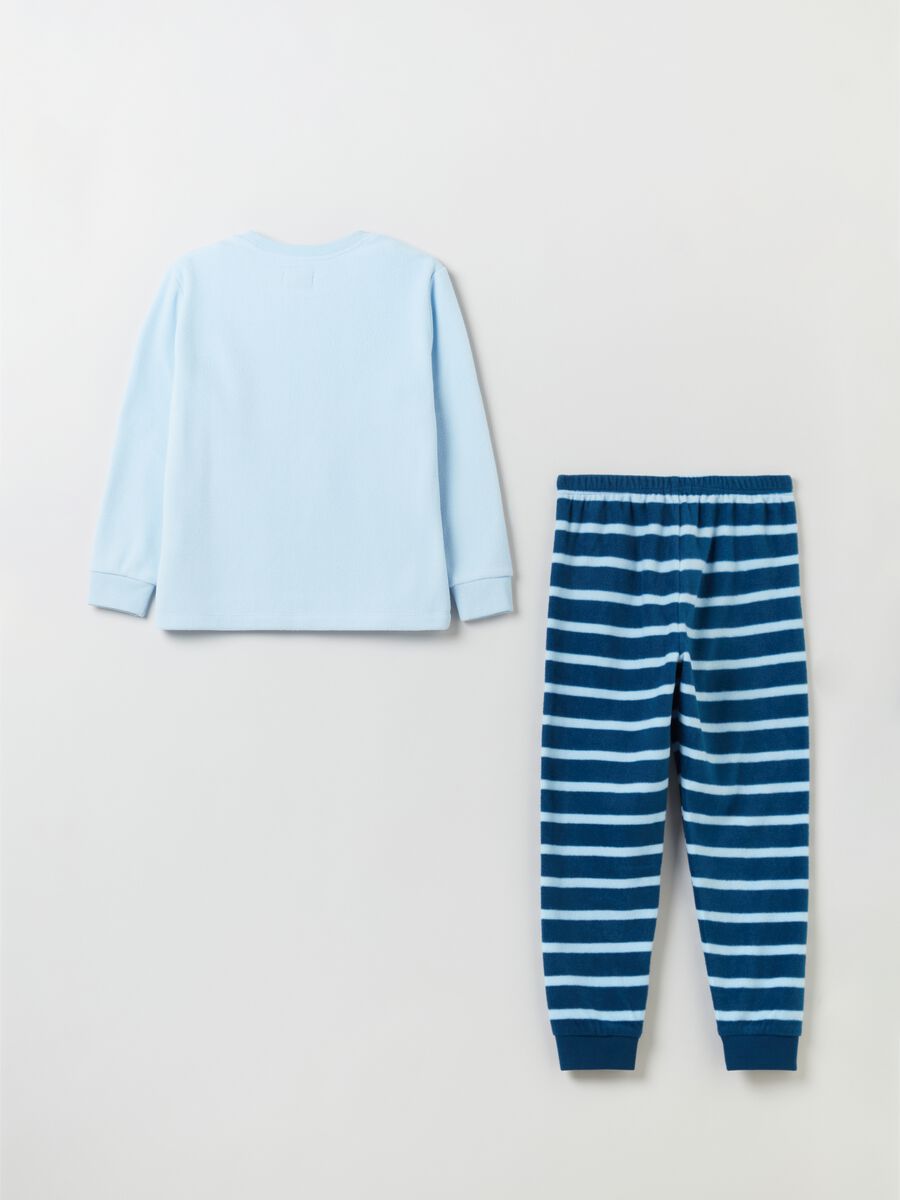 Fleece pyjamas with striped pattern and print_1