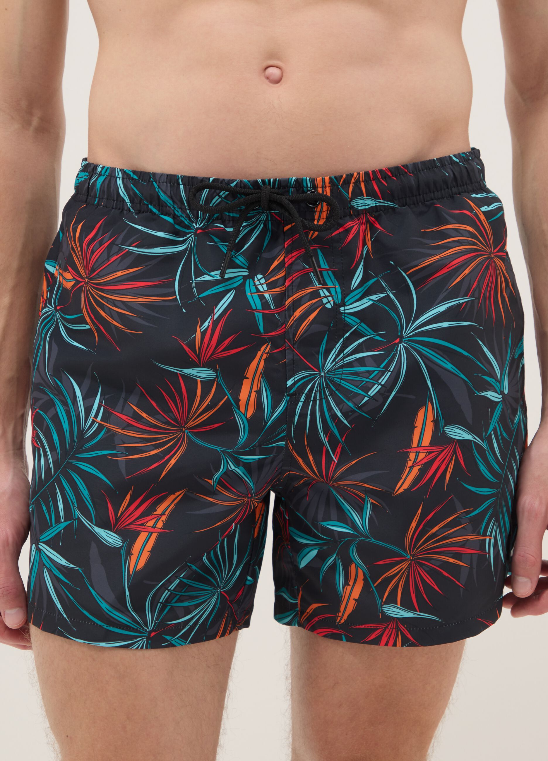 Multicolour tropical print swim shorts