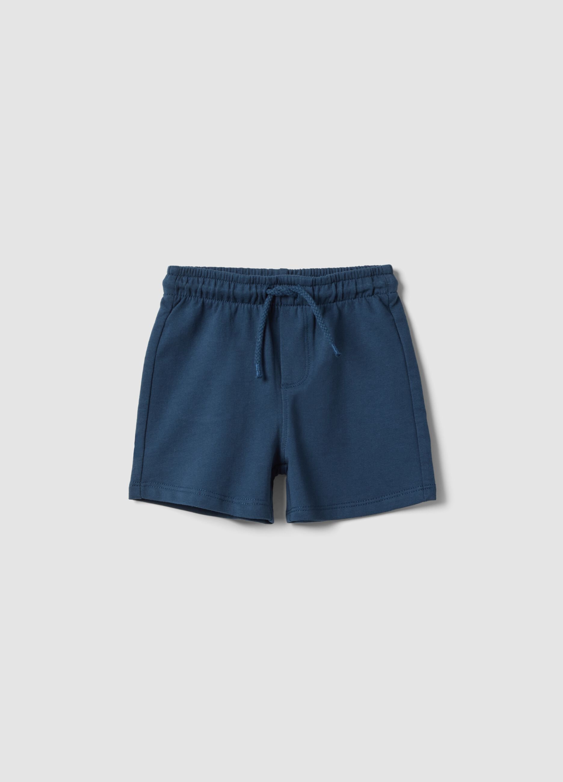 Blue pure cotton regular fit shorts for babies