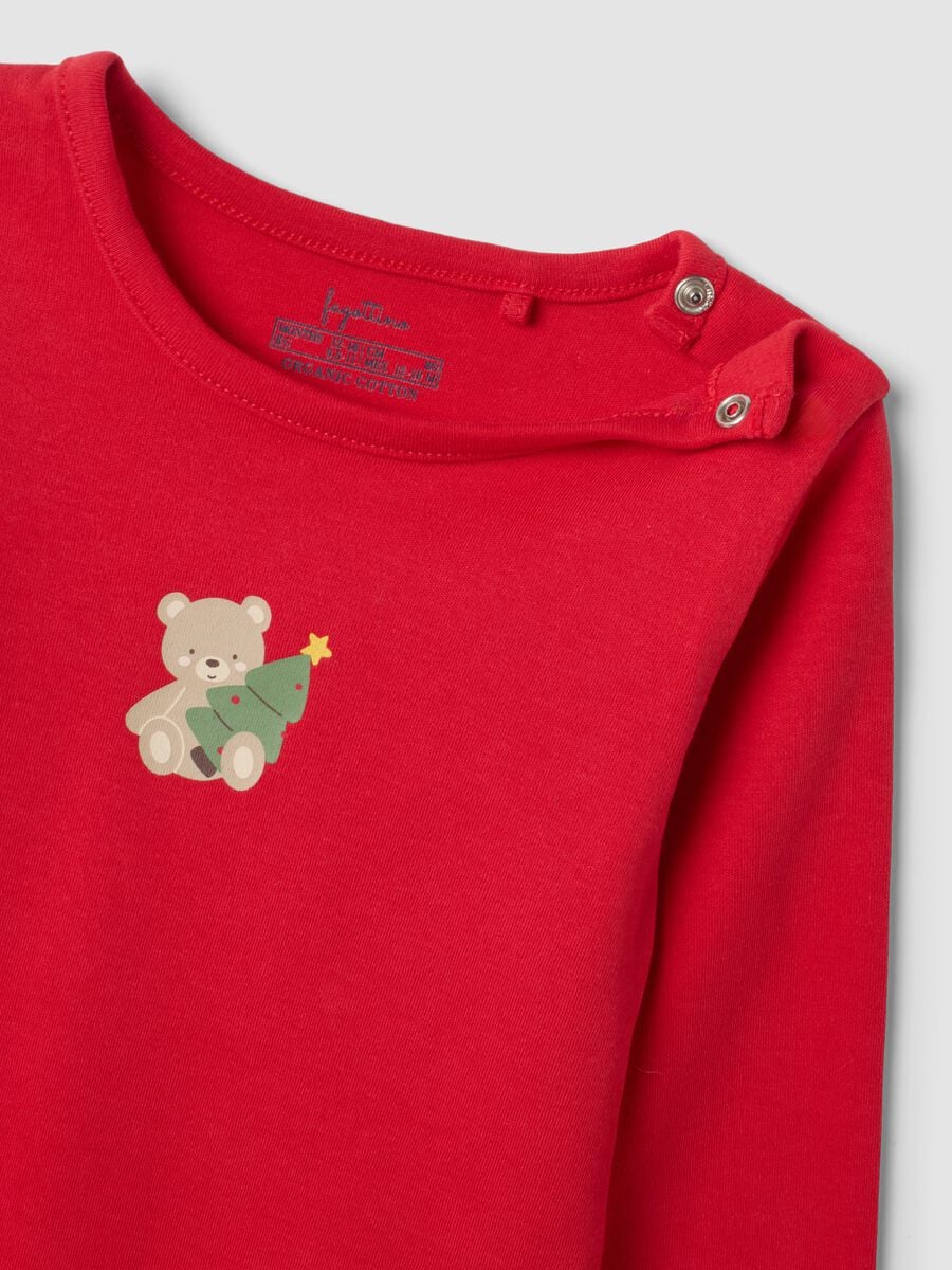 2-pack baby bodysuits in red and off-white organic cotton with print_2