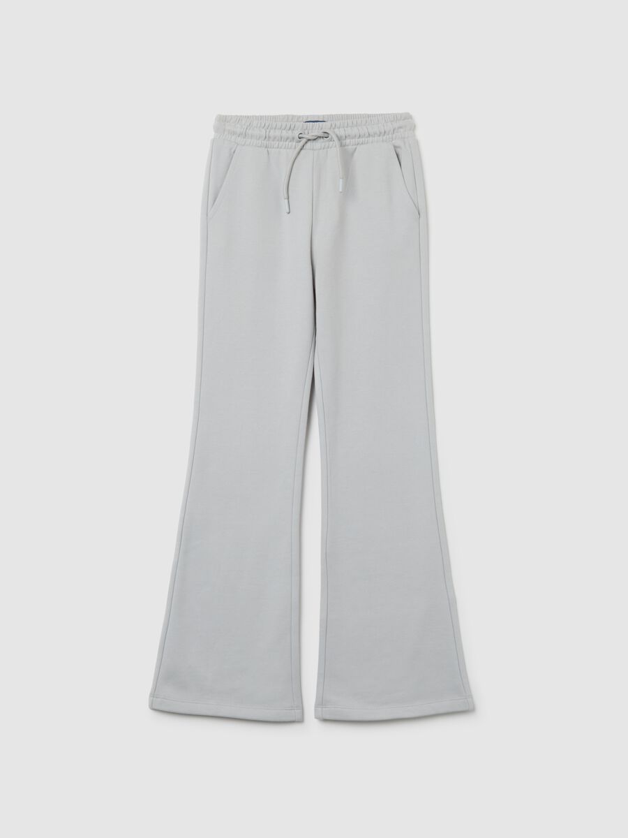 Grey Flare Trousers for Girls in Pure Cotton_3