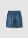 Blue denim cargo shorts in pure cotton for boys, baggy fit_0