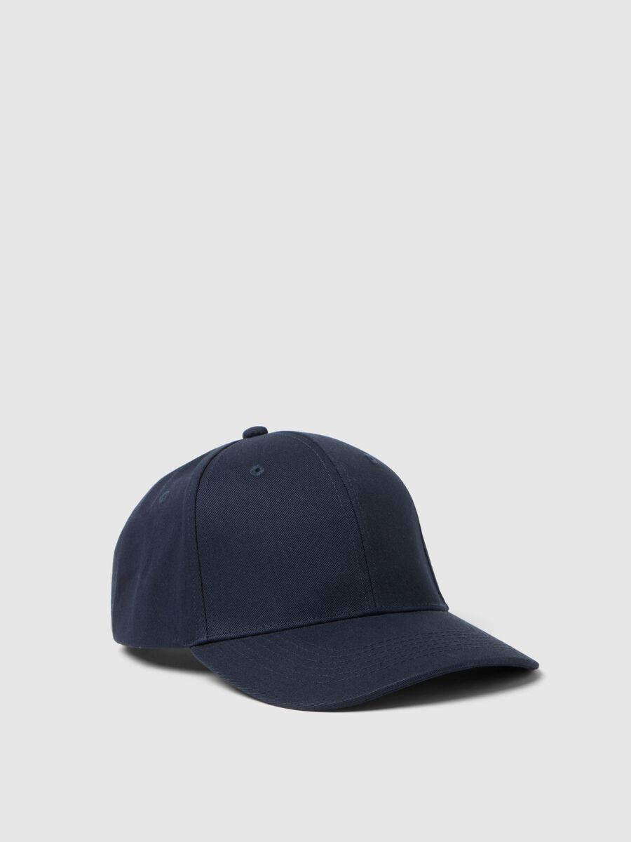 Blue pure cotton baseball cap with adjustable closure_0