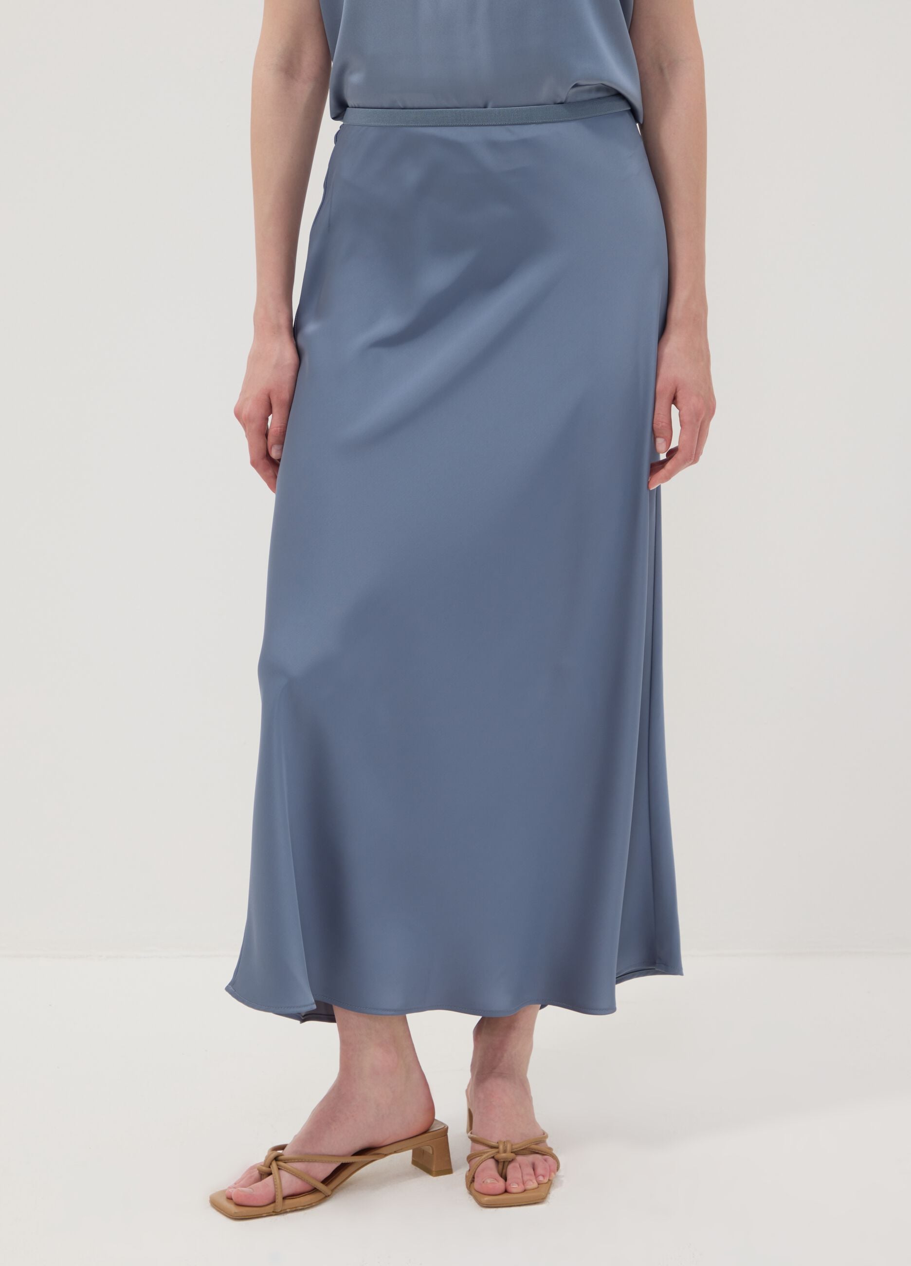 Long grey satin skirt