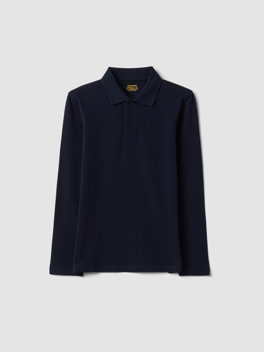 Blue piqu&eacute; polo shirt in pure organic cotton, regular fit, for boys_4