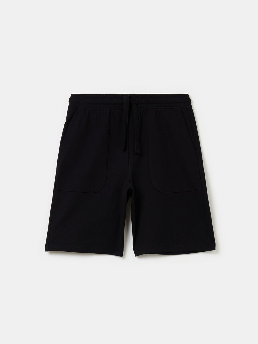 Shorts de tejido rizado color liso_2