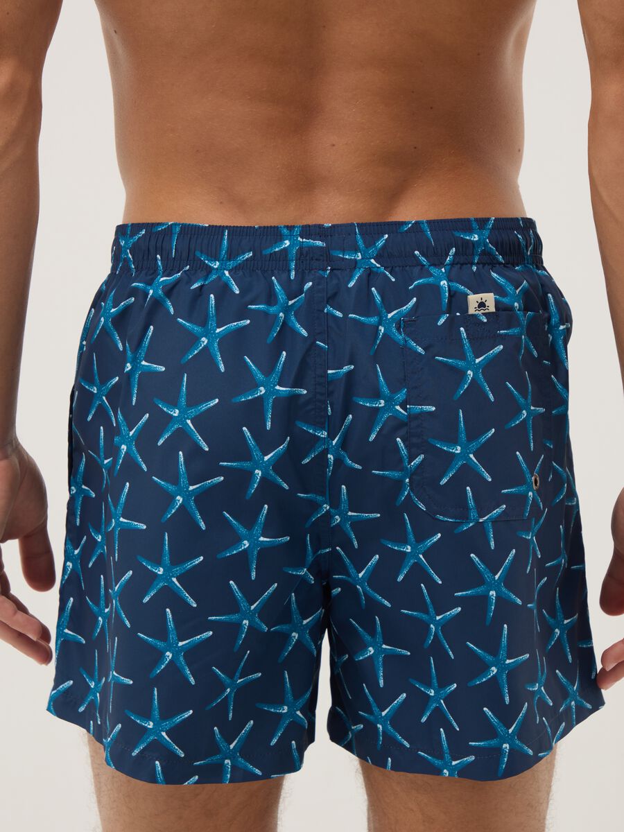 Blue boxer swim shorts with starfish print_2