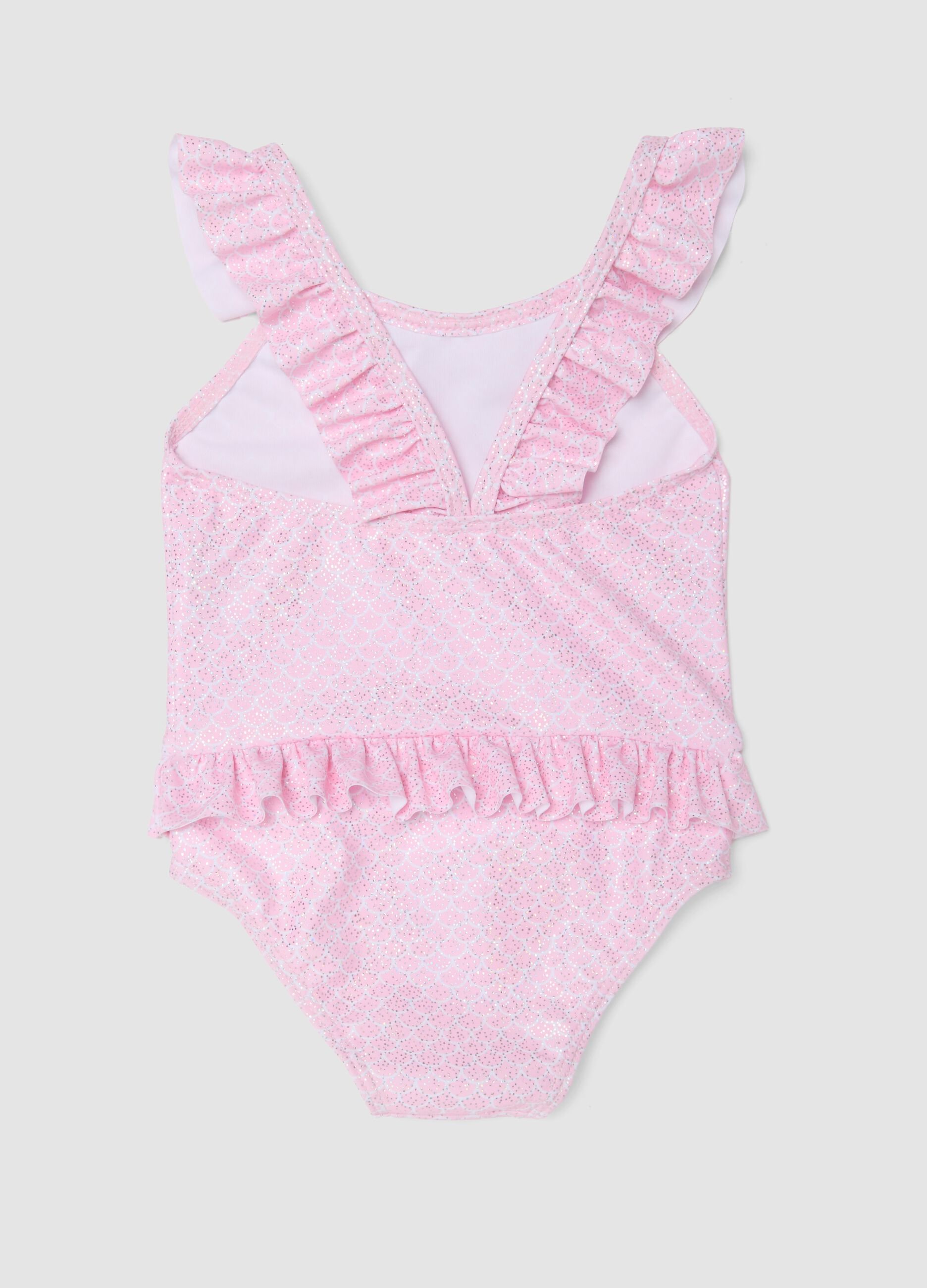 Rosa Stretch-Badeanzug mit Volants f&uuml;r Baby-M&auml;dchen