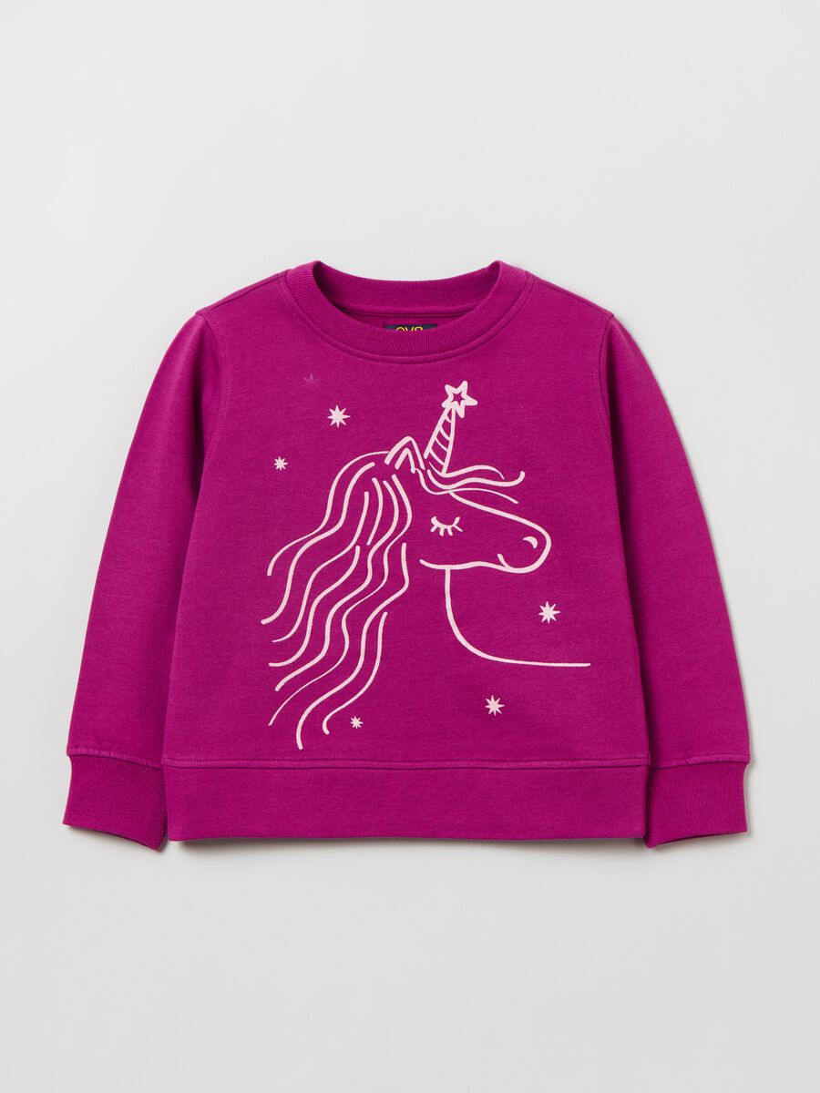 Sweatshirt with glitter unicorn print_0