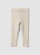 Leggings beige in misto viscosa a costine_0