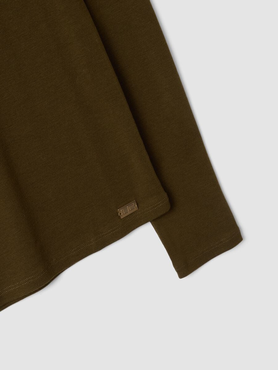 Braunes T-Shirt aus Lyocell und Stretchwolle mit Stehkragen, Regular Fit_1