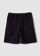Blue pure cotton baggy-fit shorts with elasticated waistband_0