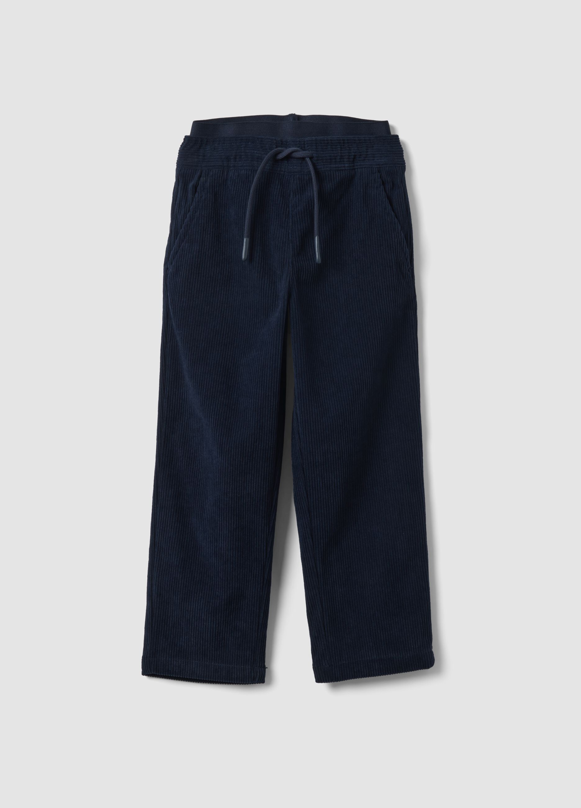 Jogger blu a coste regular fit con vita elasticizzata