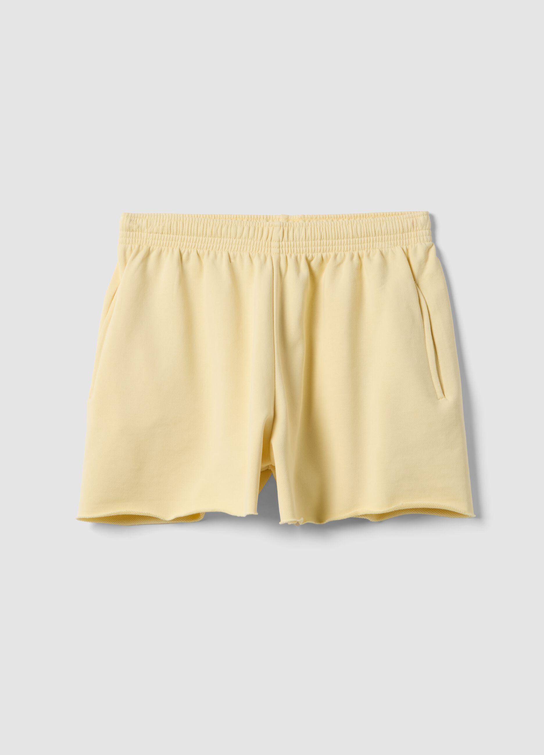 Yellow cotton-blend shorts with elasticated waist