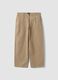 Beige pure cotton barrel-fit chino trousers_4