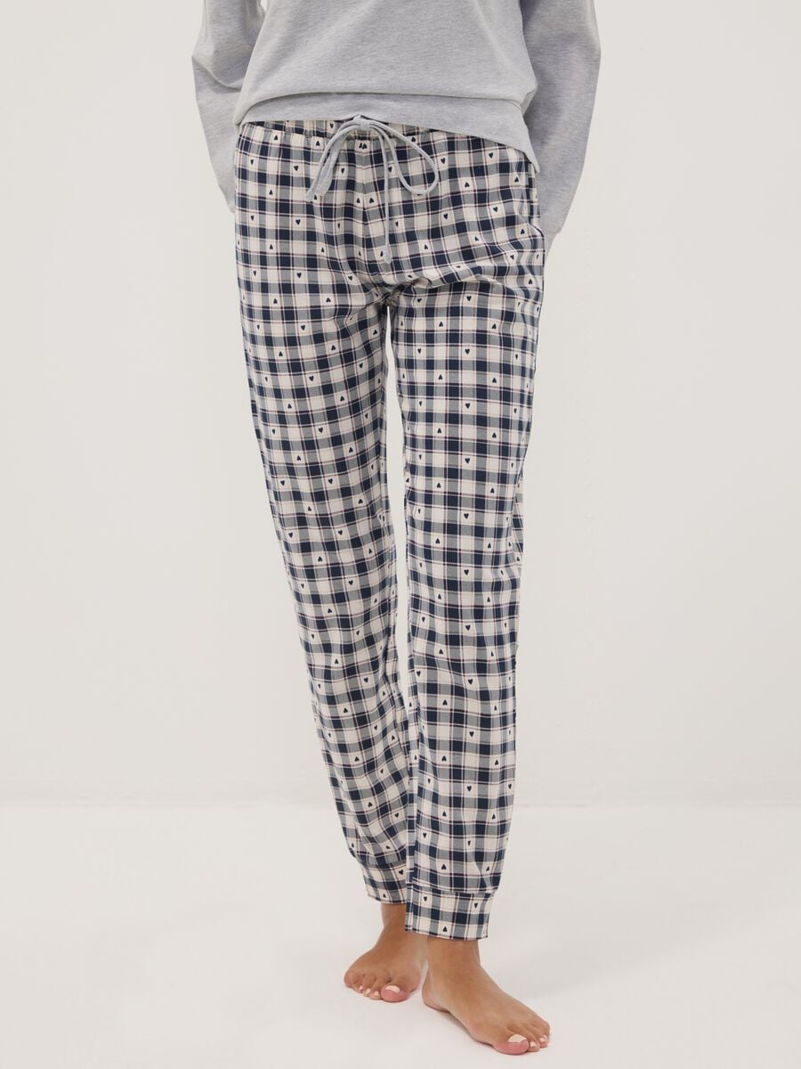 Grey marl pyjamas in organic cotton and viscose blend with crew neck_2
