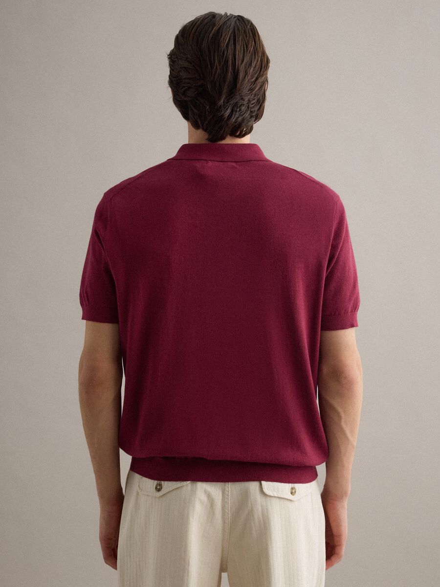 Red regular fit polo shirt in a cotton, linen and silk blend_4