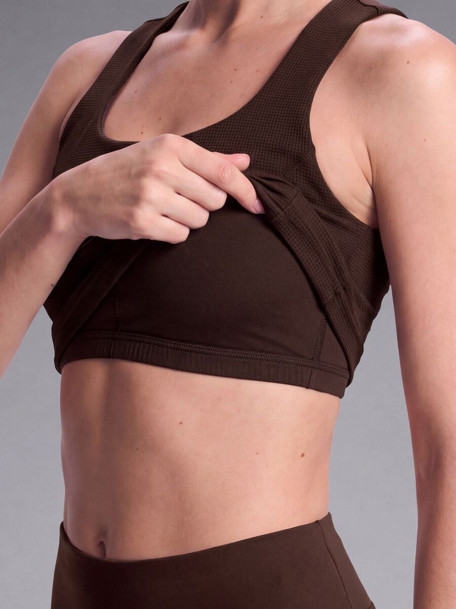 Brown crop top in stretch fabric_2