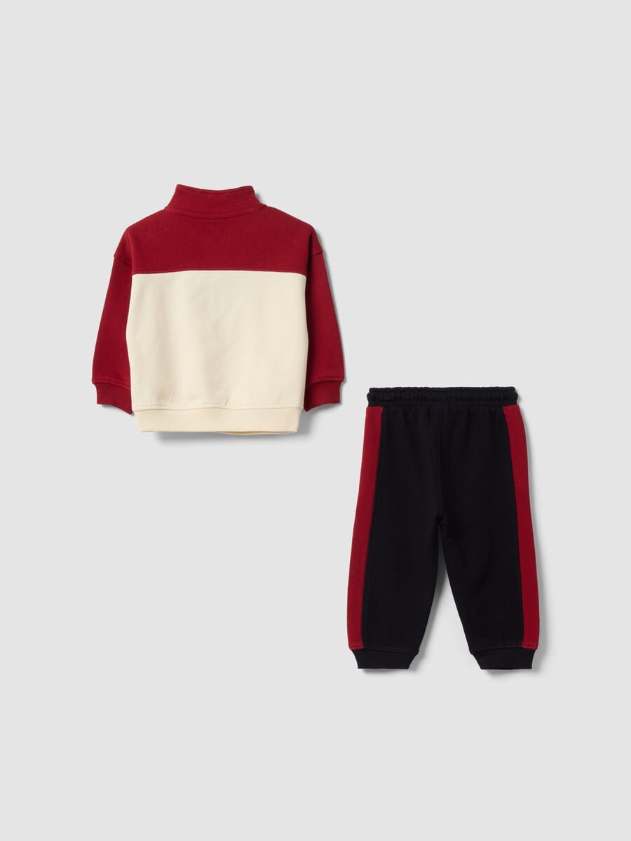 Crveni komplet od čistog pamuka s half-zip ovratnikom za dječaka_1