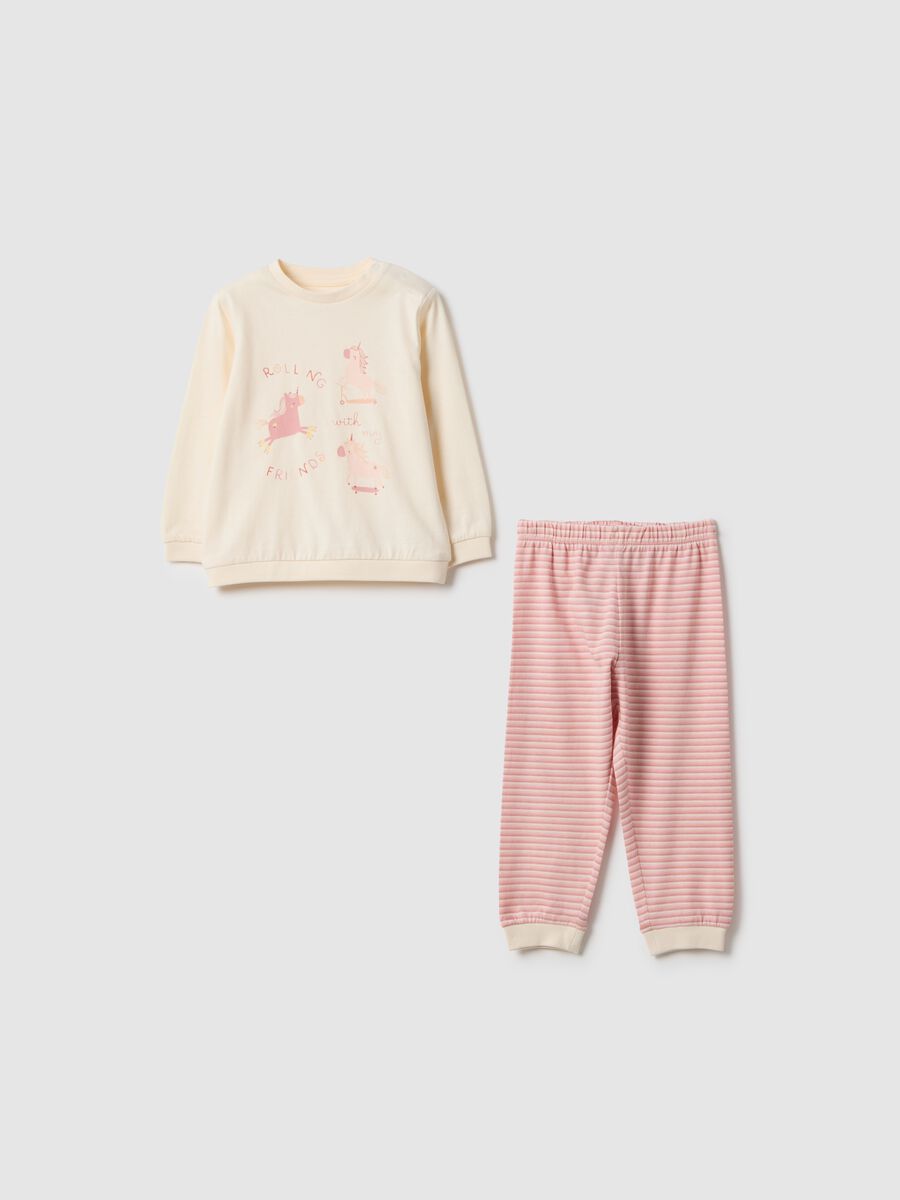 Multicoloured striped pyjamas for baby girls in pure cotton, regular fit_0
