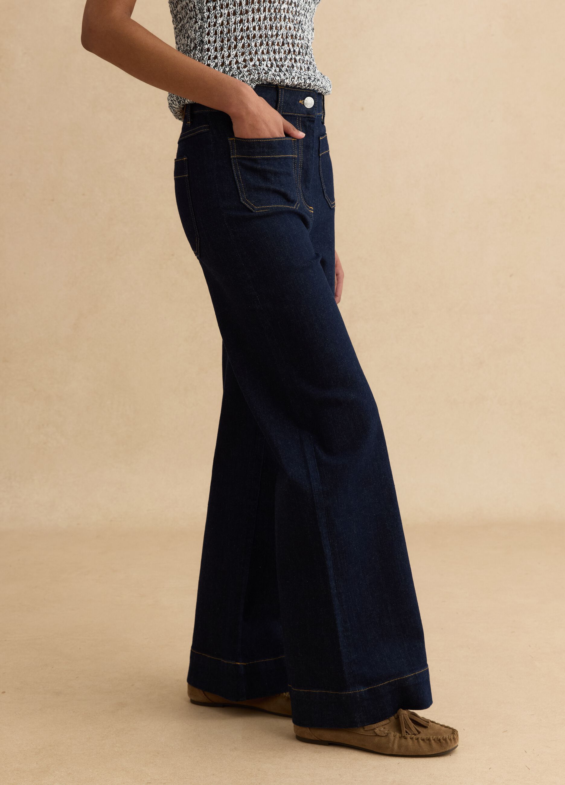 Blaue Stretch-Baumwollhose Regular Fit