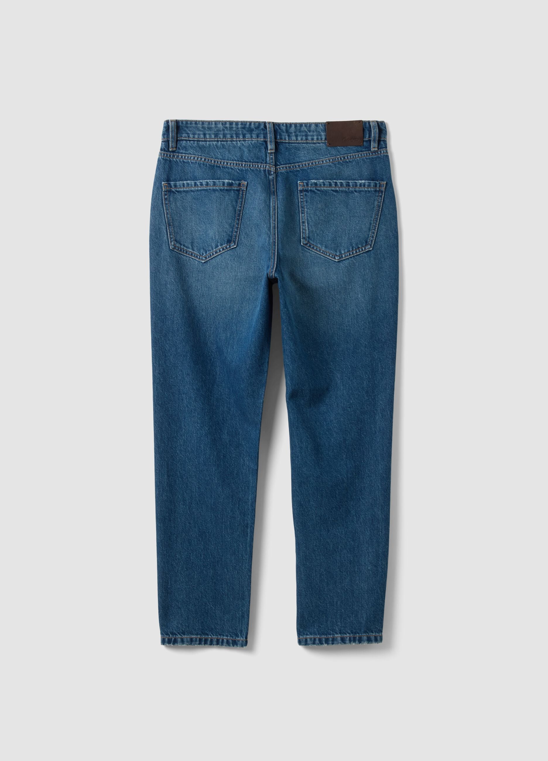 Blaue Regular Tapered Jeans aus Baumwoll- und Lyocell-Mix