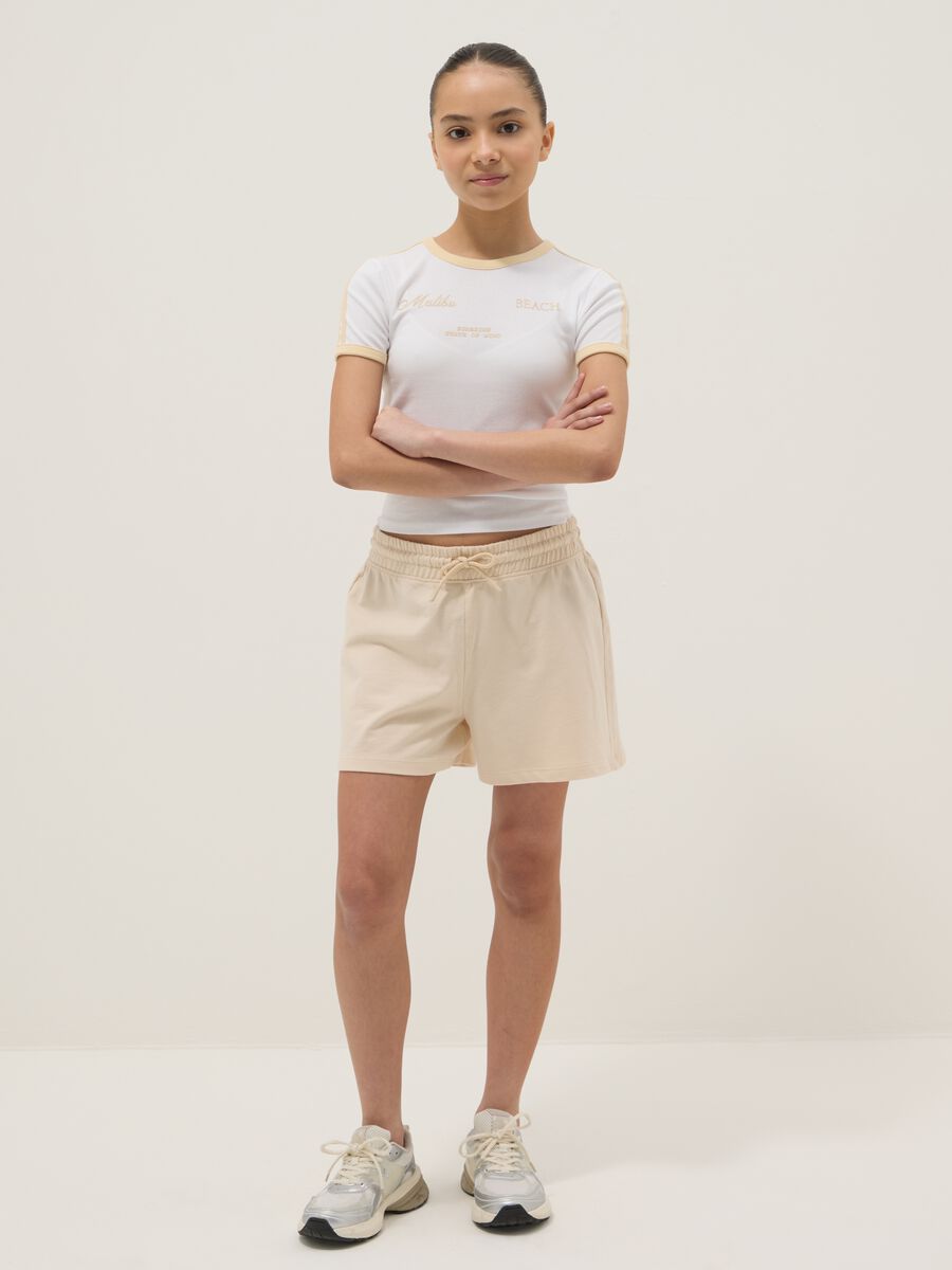 Girls&rsquo; beige pure cotton regular-fit shorts_0