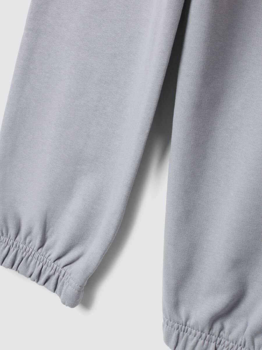 Pantalon jogger gris en coton m&eacute;lang&eacute;_3
