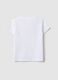 T-shirt de algod&atilde;o el&aacute;stico branco para menina, ajuste regular com cora&ccedil;&otilde;es_1