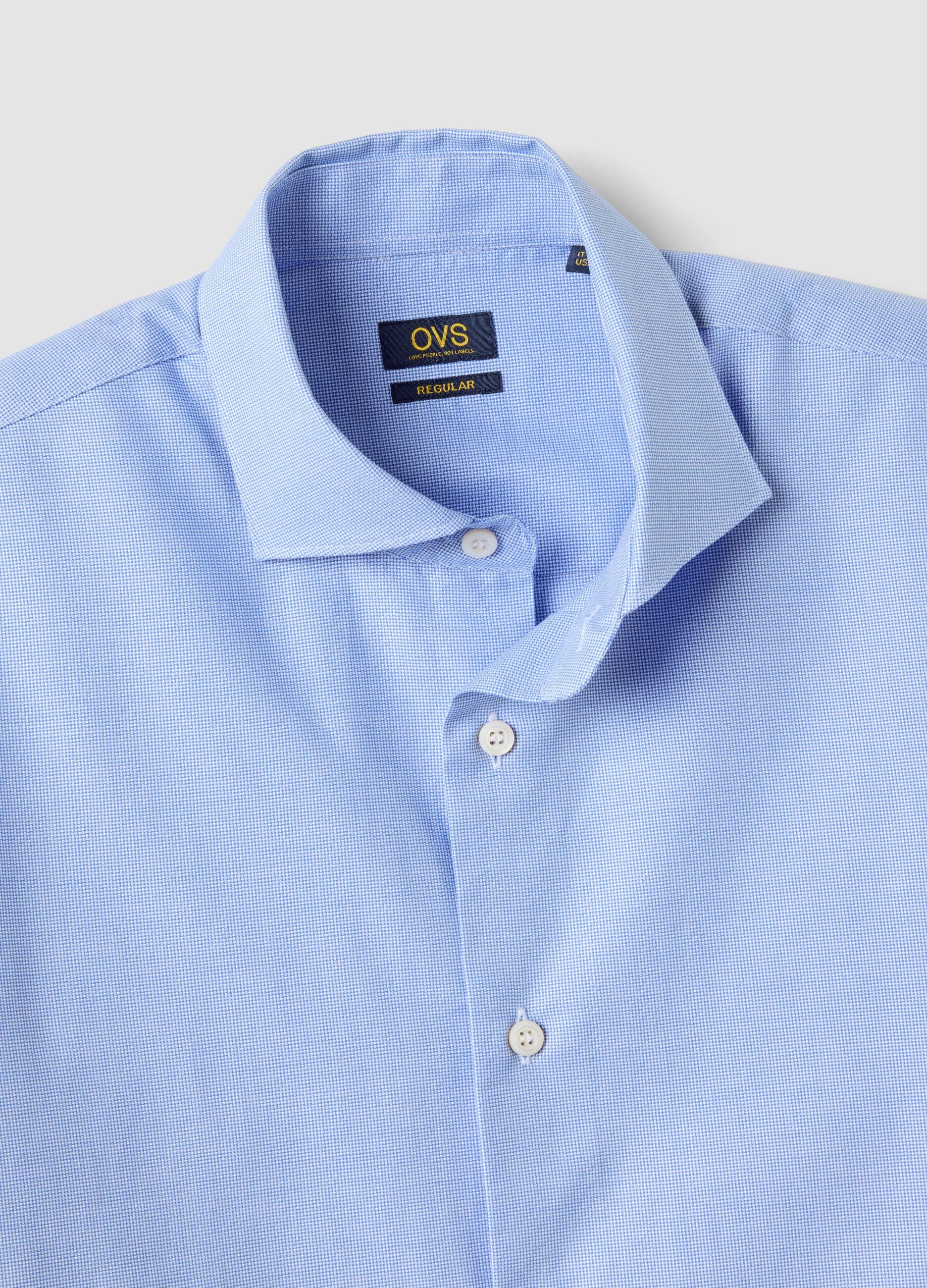 Hellblaues Hemd aus reinem Compact Cotton mit Haifischkragen, Regular Fit