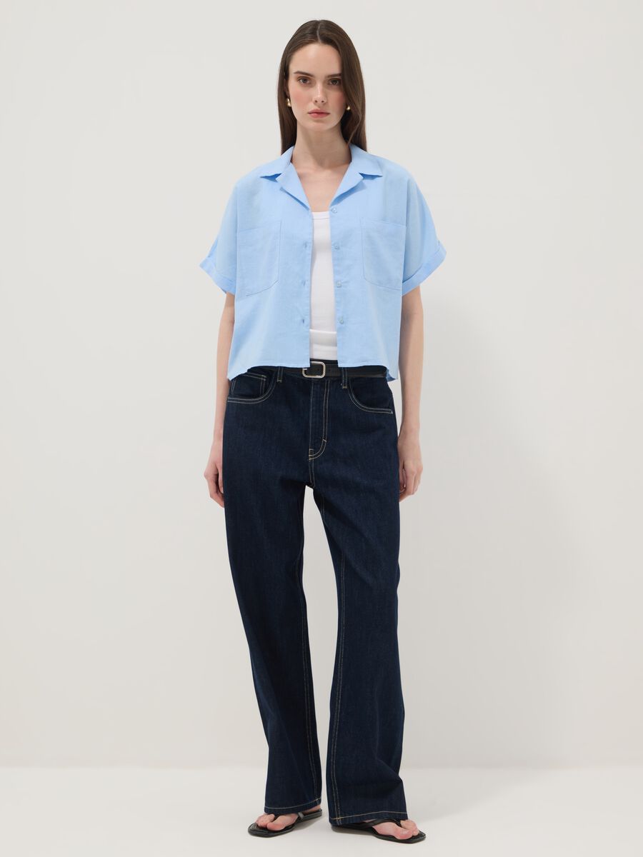 Light blue linen and viscose blend shirt, regular fit_2
