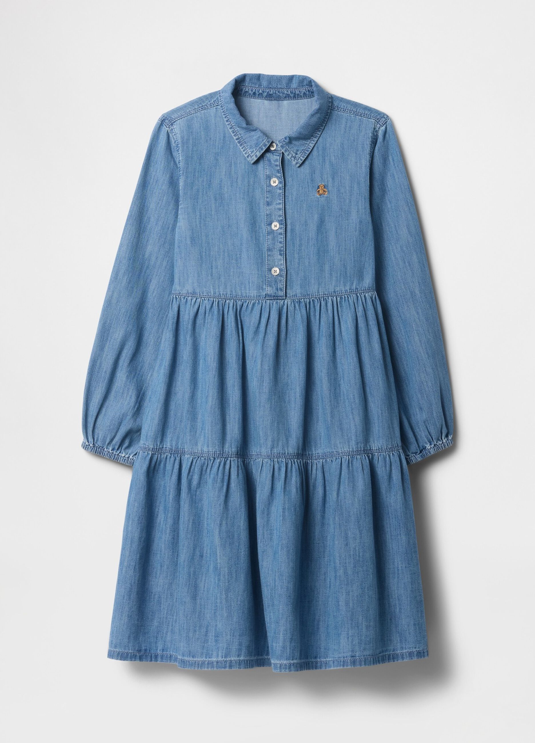 Denim dress with flounces