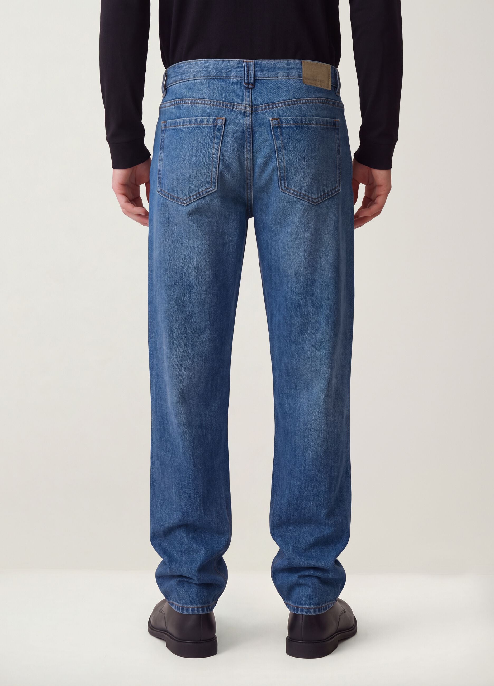Relaxed-fit pure cotton denim jeans