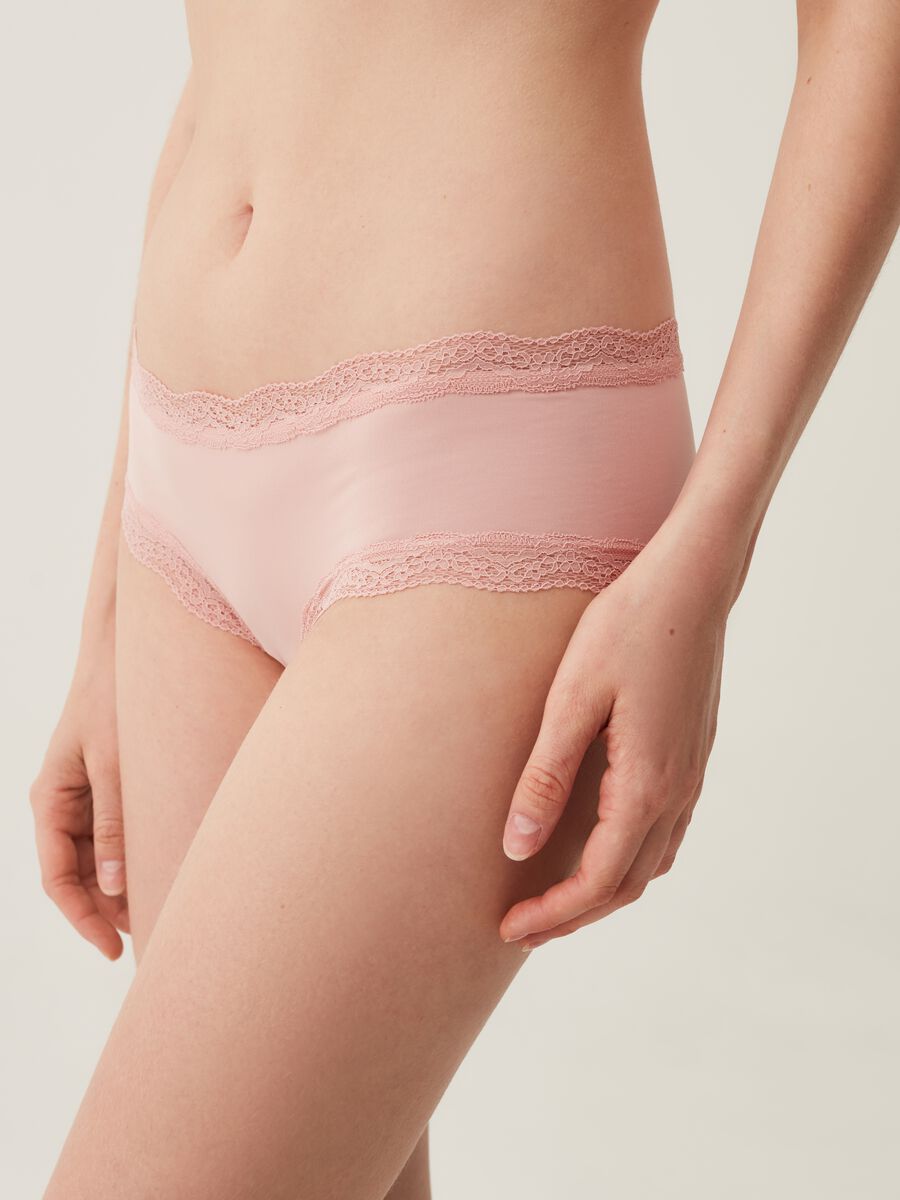 Microfibre French knickers with lace trims_3