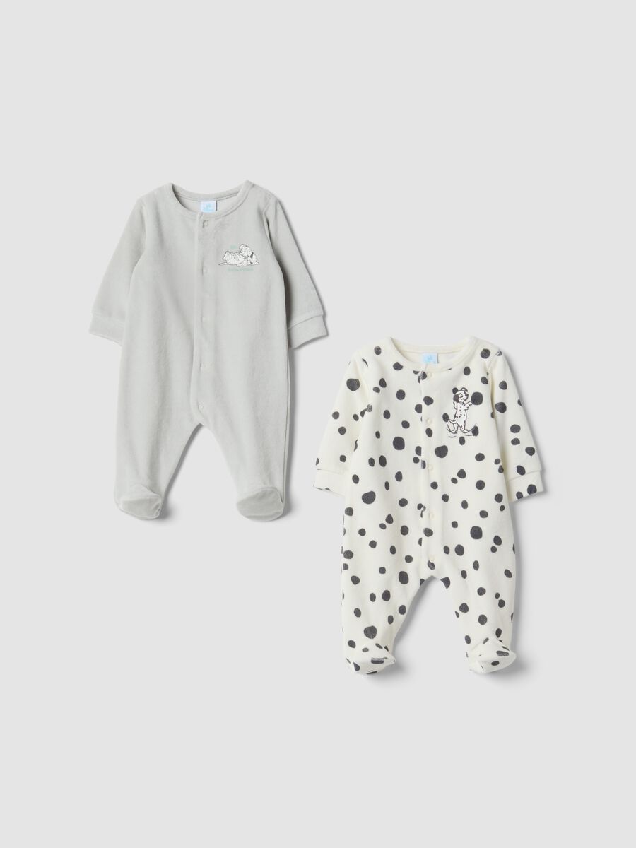 2-pack grey and white cotton-blend sleepsuits with 101 Dalmatians print_0