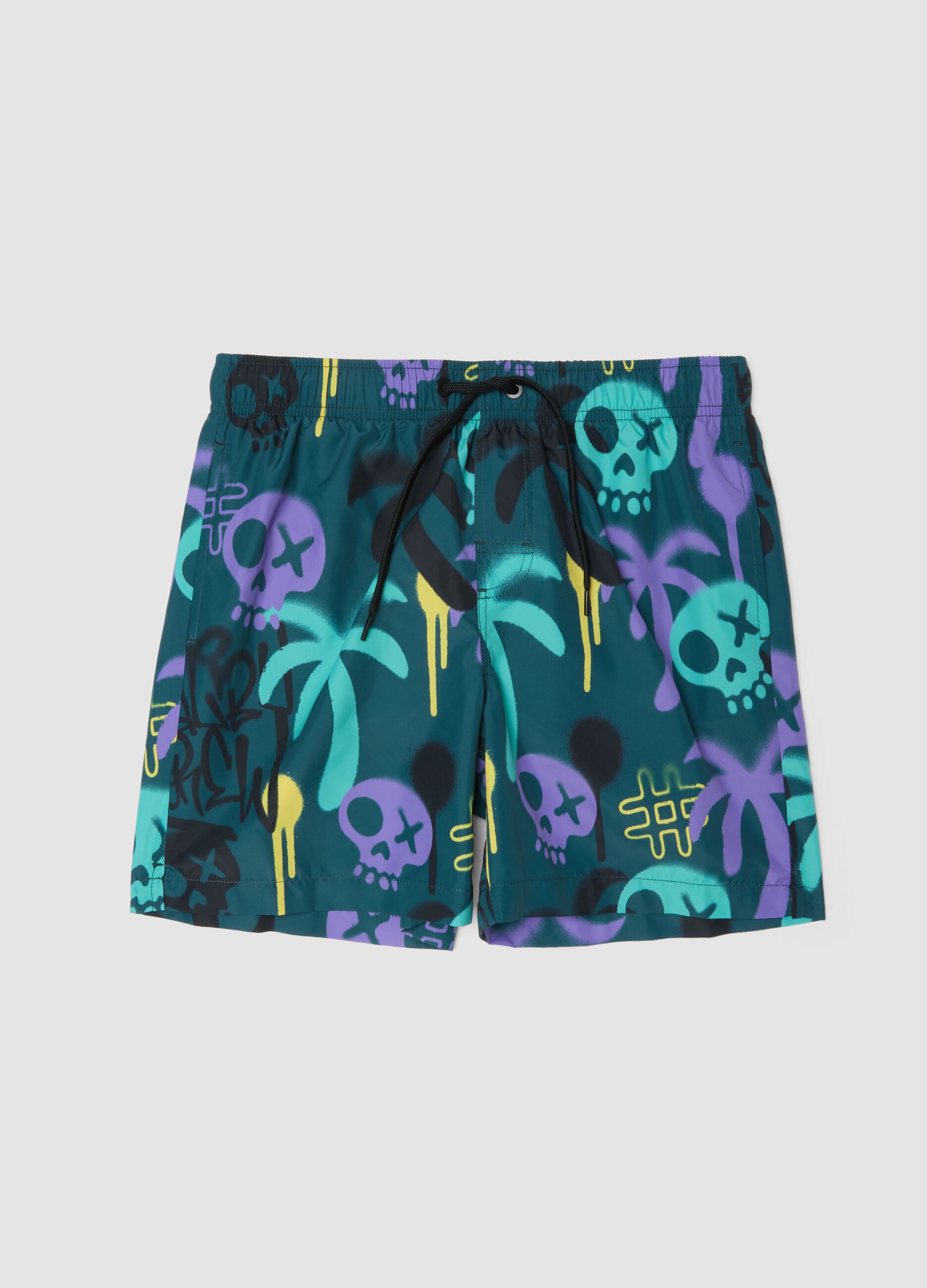 Blue patterned boys&rsquo; swim shorts